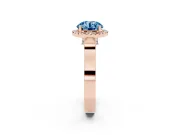 Round Pavé Halo Engagement Ring Setting for a Fancy Blue Lab-Grown Diamond | Rose Gold