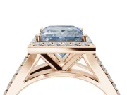 Princess Cut Halo Pavé Engagement Ring Setting for a Fancy Blue Lab-Grown Diamond | Narrow Split Shank | Rose Gold