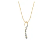 Round Lab-Grown Diamond Graduated Curved Bar Pendant Necklace | Open Wire Bail | Yellow Gold