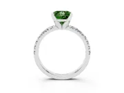 Fancy Green Princess Cut Diamond Solitaire Pavé Engagement Ring Set in Silver with Round Band and Prong Setting
