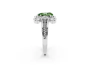 Fancy Green Pear Cut Diamond Twisted Band Solitaire Ring Set in Platinum with Scroll Prongs