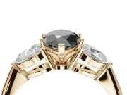 Marquise Three-Stone Engagement Ring Setting for a Black Center | Pear Side Stones | Yellow Gold