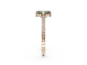 Emerald Cut Vintage Cathedral Engagement Ring Setting for a Fancy Green Lab-Grown Diamond | Carved Band | Rose Gold