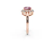 Princess Cut Graduated Milgrain Halo Engagement Ring Setting for a Fancy Pink Lab-Grown Diamond | Rose Gold