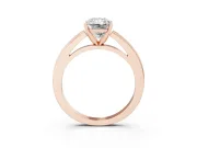 Radiant Cut Diamond Solitaire Ring Set in Rose gold with Prong Setting and Classic Band
