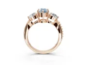 Pear-Shaped Three Stone Engagement Ring Setting for a Fancy Blue Lab-Grown Diamond | Tapered Pave Band | Rose Gold