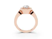 Oval Vintage Milgrain Halo Engagement Ring Setting | Open Loop Pave Shoulders | Rose Gold