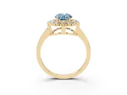 Oval Scalloped Cluster Halo Engagement Ring Setting for a Fancy Blue Lab-Grown Diamond | Plain Band | Yellow Gold