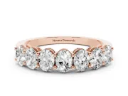 Oval Diamond Eternity Band Set in Rose gold with Shared Prongs