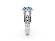 Fancy Blue Oval Cut Diamond Halo Ring Set in Silver with Double Pavé Split Shank