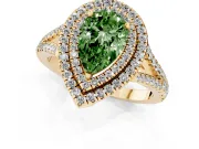 Pear-Shaped Halo Engagement Ring Setting for a Fancy Green Lab-Grown Diamond | Yellow Gold - Design NV-24799