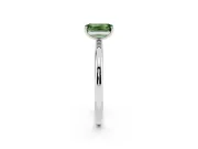 Fancy Green Emerald Cut Diamond Solitaire Ring Set in Platinum with Prong Setting on a Polished Plain Band