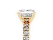 Princess Cut Pavé Solitaire Engagement Ring Setting | Scalloped Accent Row | Yellow Gold