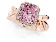 Radiant Cut Floral Halo Engagement Ring Setting for a Fancy Pink Lab-Grown Diamond | Rose Gold