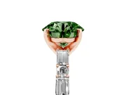 Round Baguette Side Stone Engagement Ring Setting for a Fancy Green Lab-Grown Diamond | Rose Gold