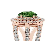 Oval Double Halo Split Shank Engagement Ring Setting for a Fancy Green Lab-Grown Diamond | Pave Strands | Rose Gold