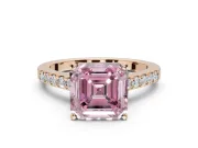 Asscher Cut Pavé Solitaire Engagement Ring Setting for a Fancy Pink Lab-Grown Diamond | Crossover Gallery | Rose Gold