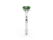 Fancy Green Radiant Cut Diamond Solitaire Ring Set in Silver with Prong Setting and Classic Band