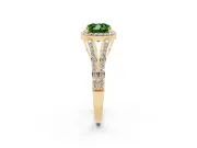Cushion Cut Halo Engagement Ring Setting for a Fancy Green Lab-Grown Diamond | V-Split Pavé Band | Yellow Gold