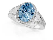 Oval Split Shank Halo Engagement Ring Setting for a Fancy Blue Lab-Grown Diamond | Sterling Silver