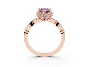 Princess Cut Milgrain Halo Engagement Ring Setting for a Fancy Pink Lab-Grown Diamond | Graduated Shoulders | Rose Gold