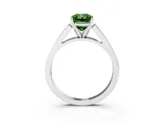 Fancy Green Radiant Cut Diamond Solitaire Engagement Ring Set in White gold with Prong Setting and Tapered Band