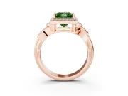 Princess Cut Floral Halo Engagement Ring Setting for a Fancy Green Lab-Grown Diamond | Rose Gold