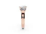 Oval Three Stone Engagement Ring Setting | Touching Side Stones | Rose Gold