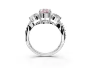 Pear-Shaped Three Stone Engagement Ring Setting for a Fancy Pink Lab-Grown Diamond | Tapered Pave Band | Platinum