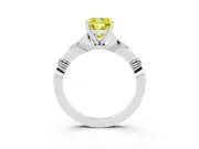 Cushion Cut Floral Engagement Ring Setting for a Fancy Yellow Lab-Grown Diamond | White Gold