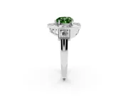 Fancy Green Heart Cut Diamond Milgrain Halo Ring Set in Silver with Split Shank
