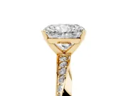 Radiant Cut Twisted Pave Engagement Ring Setting | Ribbon Band | Yellow Gold
