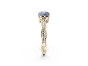 Cushion Cut Twisted Pavé Solitaire Engagement Ring Setting for a Fancy Blue Lab-Grown Diamond | Yellow Gold