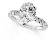 Oval Pave Engagement Ring Setting | Shared Prong Band | Platinum