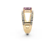 Emerald Cut Split Shank Pavé Engagement Ring Setting for a Fancy Pink Lab-Grown Diamond | Yellow Gold