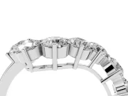 Round Diamond Curved Cluster Band Set in Platinum with Split Shank and Prong Setting