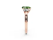 Pear-Shaped Three Stone Engagement Ring Setting for a Fancy Green Lab-Grown Diamond | Matching Side Stones | Rose Gold