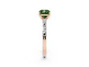 Cushion Cut Baguette Side Stone Engagement Ring Setting for a Fancy Green Lab-Grown Diamond | Rose Gold