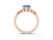 Heart-Shaped Five Stone Engagement Ring Setting for a Fancy Blue Lab-Grown Diamond | Rose Gold