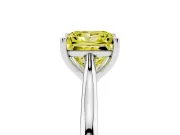 Fancy Yellow Princess Cut Diamond Solitaire Ring Set in Platinum with Cathedral Band and Prong Setting