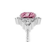 Cushion Cut Cluster Engagement Ring Setting for a Fancy Pink Lab-Grown Diamond | White Gold