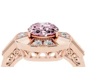 Oval Milgrain Sectioned Halo Engagement Ring Setting for a Fancy Pink Lab-Grown Diamond | Rose Gold