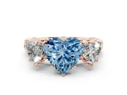 Heart-Shaped Three Stone Engagement Ring Setting for a Fancy Blue Lab-Grown Diamond | Braided Band | Rose Gold