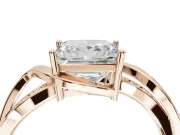 Princess Cut Bypass Solitaire Engagement Ring Setting | Pavé and Plain Strands | Rose Gold
