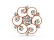Round Lab-Grown Diamond Milgrain Flower Medallion Pendant Necklace | Bezel Petals | Rose Gold
