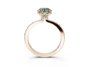 Round Hidden Halo Engagement Ring Setting for a Fancy Green Lab-Grown Diamond | Pavé Band | Rose Gold