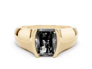 Radiant Cut Half Bezel Engagement Ring Setting for a Black Center | Wide Band | Yellow Gold