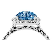 Round Rope Halo Engagement Ring Setting for a Fancy Blue Lab-Grown Diamond | White Gold