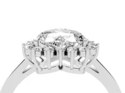 Heart-Shaped Scalloped Halo Engagement Ring Setting | Flat Plain Band | White Gold