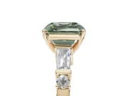 Asscher Cut Tapered Baguette Engagement Ring Setting for a Fancy Green Lab-Grown Diamond | Bar Set Sides | Yellow Gold